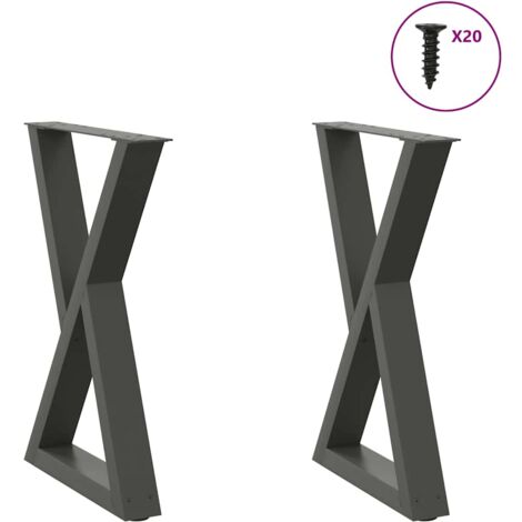 Pieds de table à manger 2 pièces Anthracite 60 x (72-73,3) cm Acier vidaXL