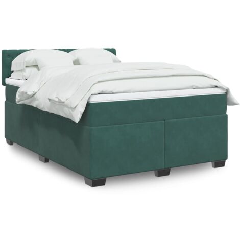 vidaXL Sommier à lattes de lit et matelas Vert foncé 140x190cm Velours