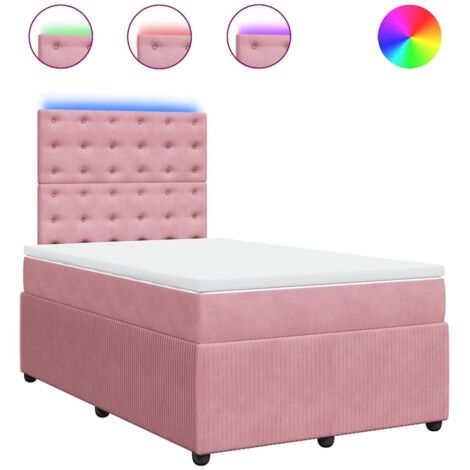 Sommier à lattes de lit avec matelas rose 120x190 cm velours vidaXL (1/5)