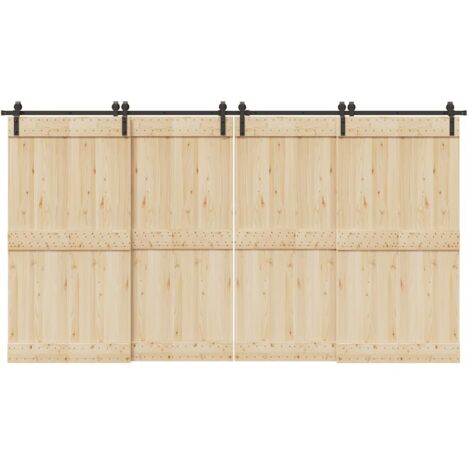 Vidaxl – Kit de quincaillerie pour porte coulissante 400 cm – Acier noir enduit de poudre – Capacité 100 kg – Pour portes 100 cm de large