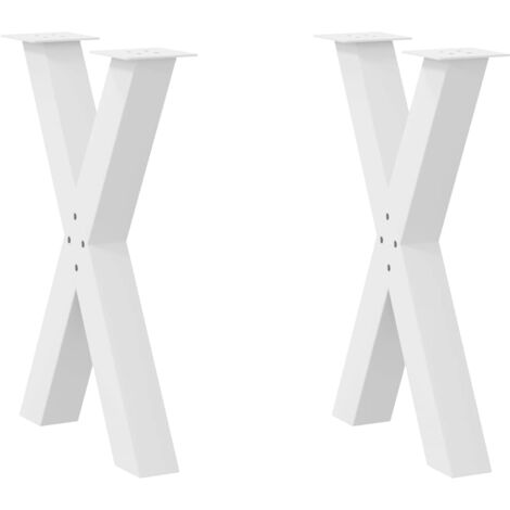 vidaXL Pieds de table à manger en forme de X, 2 pièces, blanc, 60 x (72-73) cm, acier