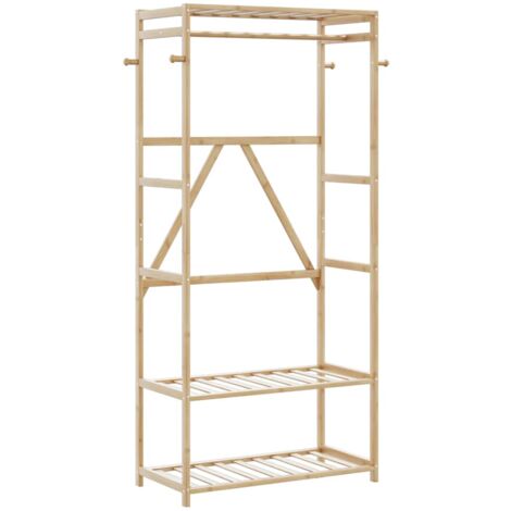 vidaXL Porte-vêtement avec étagères 80x40x175 cm bambou (1/5)