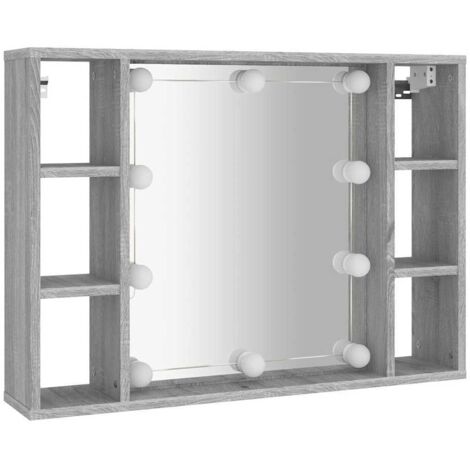 Armoire à miroir avec LED Sonoma gris 76x15x55 cm vidaXL
