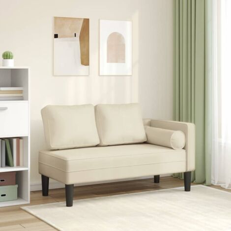 Vidaxl – Méridienne en similicuir crème – Assise en mousse haute résilience – Structure en bois robuste – Longue durée de vie et entretien facile