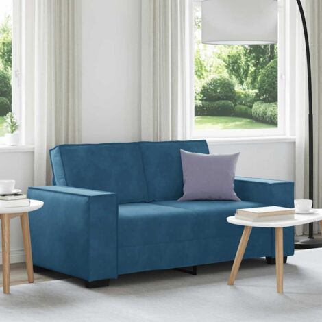 Vidaxl – Canapé droit 2 places bleu velours 160x78x84 cm – Accoudoirs larges – Cadre robuste en bois et métal – Confort optimal pour salon