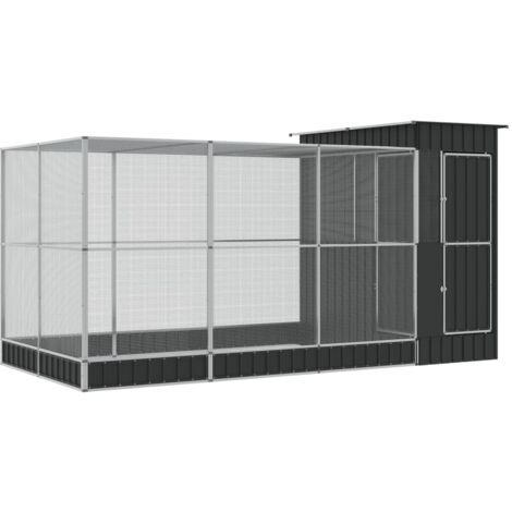 Vidaxl – Volière avec extension 416x203x216 cm – Acier galvanisé – Grilles en acier – Verrouillable – Pour oiseaux et petits animaux