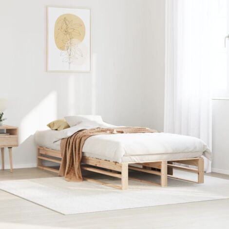 Vidaxl – Cadre de lit simple 90x190 cm en bois de pin massif – Structure stable et durable – Assemblage requis pour un charme rustique (1/5)