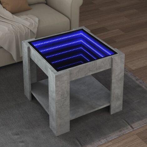 vidaXL Table basse avec LED gris béton 53x53x45 cm bois d'ingénierie (1/5)