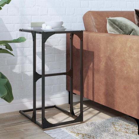 Table d'appoint avec verre noir 40x30x61,5 cm acier vidaXL (1/5)