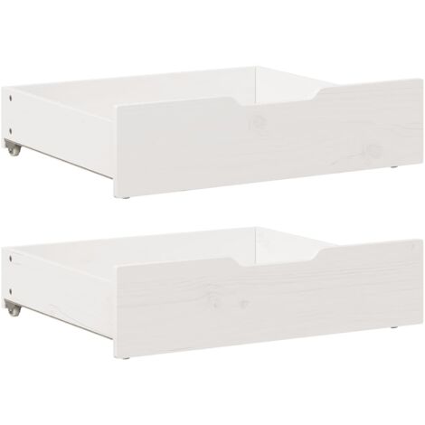 Vidaxl – Tiroirs sous le lit 2 pcs blanc 75x55x16 cm – Bois de pin massif – Capacité 20 kg chacun – Roulettes pour déplacement facile (1/5)