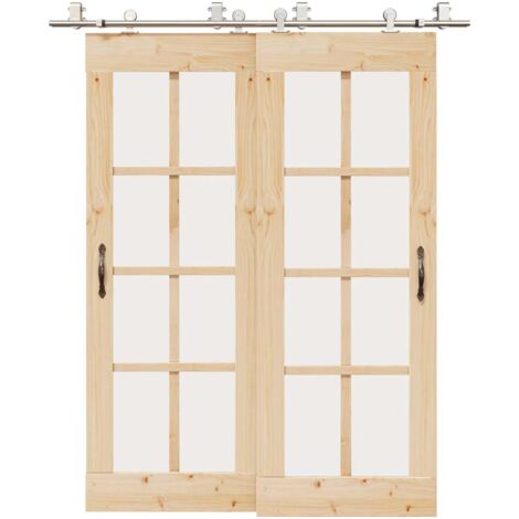 vidaXL Kit fixation porte coulissante 183 cm Acier inoxydable Argenté (1/5)