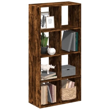 vidaXL Room Divider Bookcase Smoked Oak 69.5x29x137.5 cm Engineered Wood