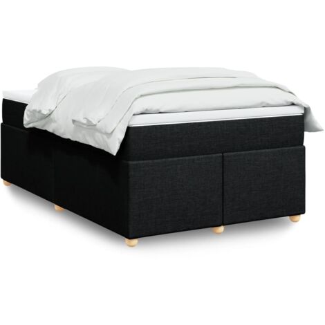 vidaXL Sommier à lattes de lit avec matelas noir 120x190 cm tissu (1/5)