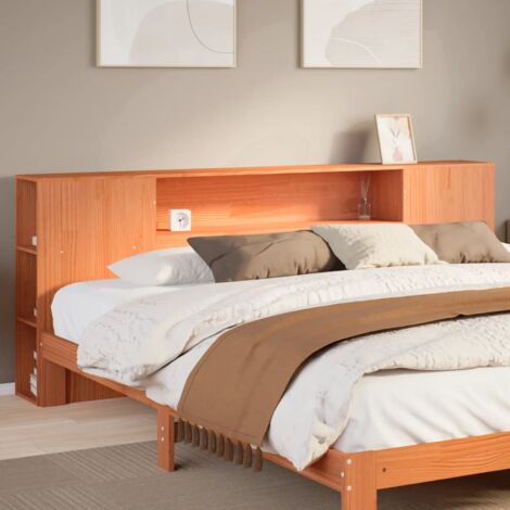 vidaXL Tête de lit avec rangement cire marron 200cm bois massif de pin