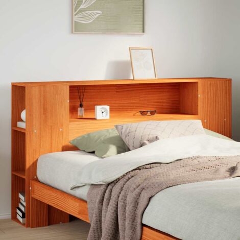 Tête de lit avec rangement cire marron 150cm bois massif de pin vidaXL