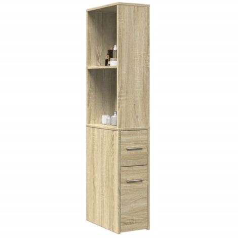 vidaXL Armoire de salle de bain étroite avec roulettes chêne sonoma