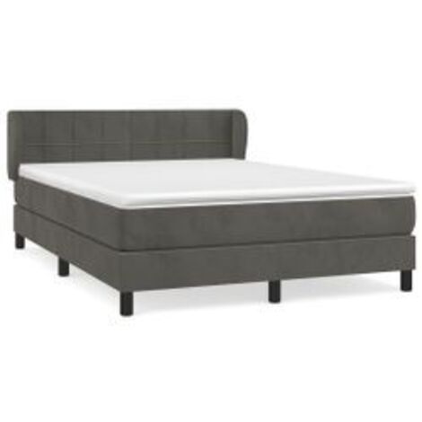 Sommier à lattes de lit et matelas Gris foncé 140x190cm Velours vidaXL