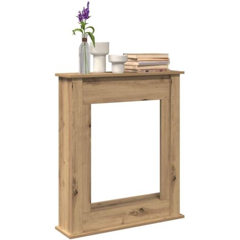 Vidaxl – Cadre de cheminée en bois d'ingénierie 75x20x87,5 cm – Chêne artisanal – Pour flammes LED – Barrière de sécurité décorative
