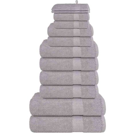 vidaXL Ensemble de serviettes 12 pcs gris 360 g/m² 100% coton