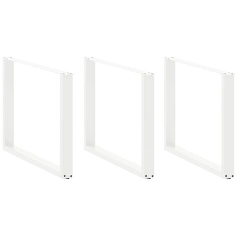 Pieds de table à manger en U 3 pièces Blanc 100 x (72-73) cm Acier vidaXL