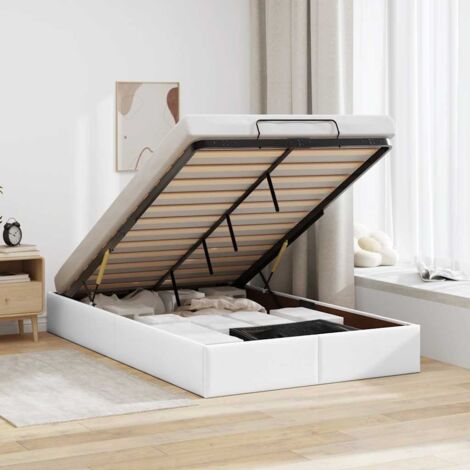 vidaXL Cadre de lit ottoman sans matelas blanc 120x200 cm similicuir