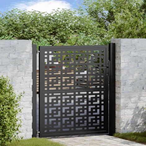 Vidaxl – Portail aluminium noir 100x100 cm – Acier galvanisé – Design découpé au laser – Système de verrouillage avec 3 clés