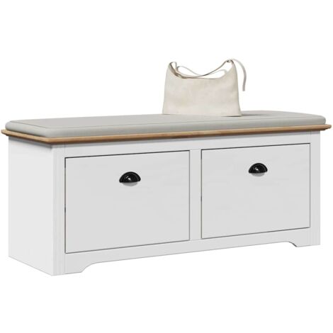 Vidaxl – Banc d'entrée multifonctionnel en bois de pin massif – Dimensions 114x40x45 cm – Grand espace de rangement – Poignées métalliques