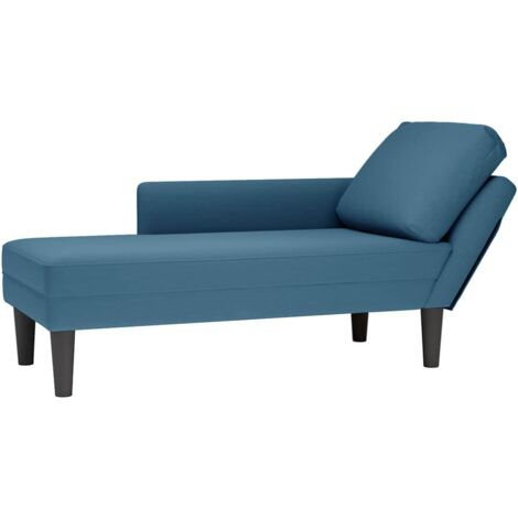 Vidaxl – Fauteuil long bleu velours avec coussin lombaire – Accoudoir droit – Dimensions 132x56x70cm – Capacité de charge 110kg