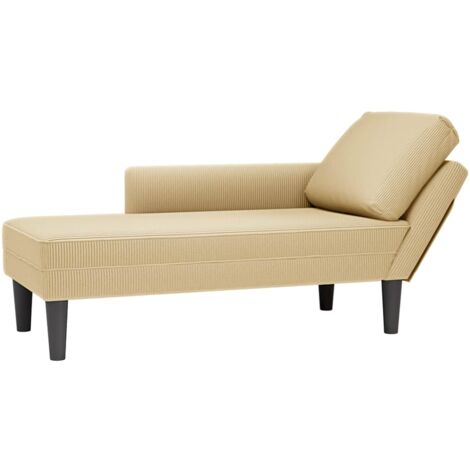 Vidaxl – Chaise longue en velours côtelé gris-vert – Coussin inclus – Dimensions 132x56x70 cm – Hauteur d'assise 35 cm – Capacité 110 kg