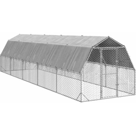 Poulailler avec toit 2,5x10x2,25 m acier galvanisé vidaXL
