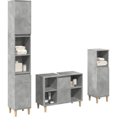 vidaXL Ensemble de meubles de salle de bain 3 pcs gris béton (1/5)