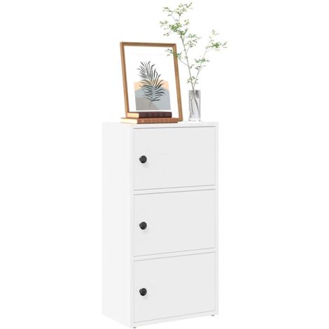 Vidaxl – Bibliothèque blanche en bois d'ingénierie 40x24x77 cm – 3 étagères – Fixation murale incluse – Pour rangement élégant
