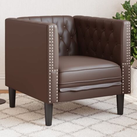 Fauteuil Chesterfield marron similicuir vidaXL101307