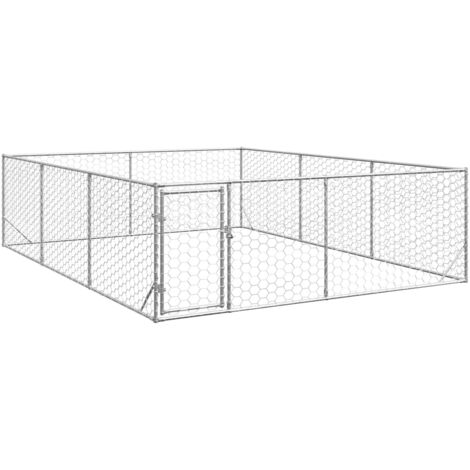 Vidaxl – Chenil d'extérieur pour chiens 3x4x1 m en acier galvanisé – Porte verrouillable – Maillage hexagonal pour circulation d'air – Résistant aux intempéries