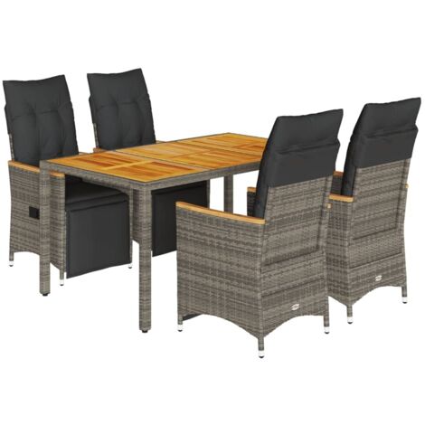 Ensemble de bistro de jardin 5 pcs coussins gris poly rotin vidaXL (1/5)
