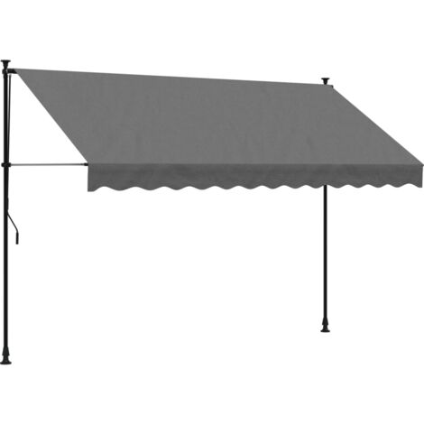 Vidaxl – Auvent rétractable anthracite 300x150 cm – Tissu 180 g/m² avec revêtement PU – Acier robuste – Manœuvre manuelle avec manivelle