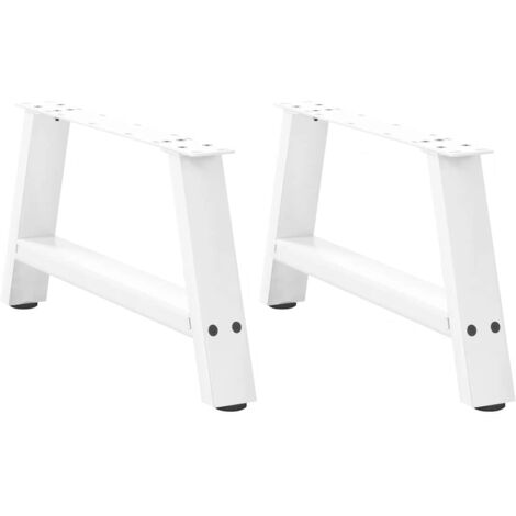 vidaXL Pieds de table basse en forme de A, 2 pièces, blanc, 60 x (30-31) cm, acier