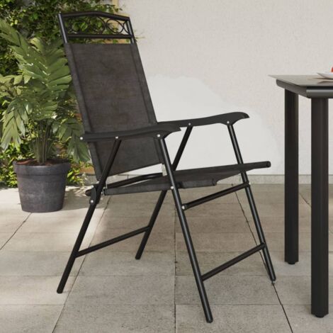 vidaXL Chaises de jardin pliables lot de 8 en acier et textilène (1/5)