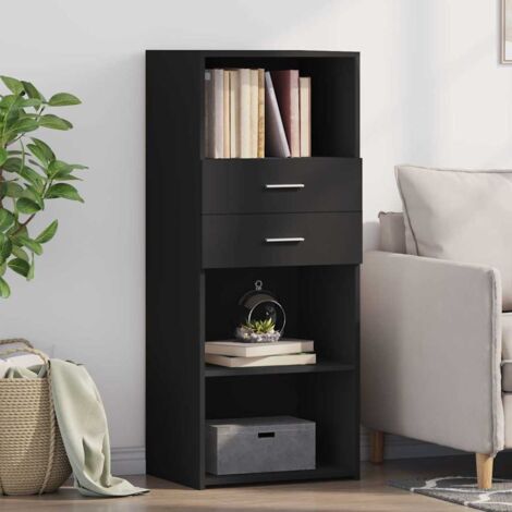 Buffet haut noir 50x42,5x124 cm bois d'ingénierie vidaXL (1/5)