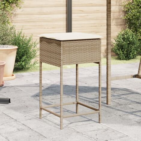 vidaXL Tabourets de bar jardin avec coussins lot de 2 beige poly rotin (1/5)