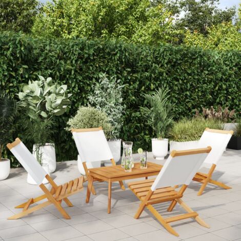 Chaises de jardin pliantes lot de 4 tissu et bois massif vidaXL