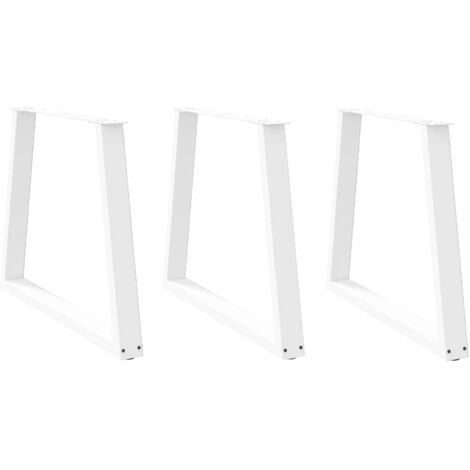 vidaXL Pieds de table à manger en forme de V, 3 pièces, blanc, 70 x (72-73,3) cm, acier