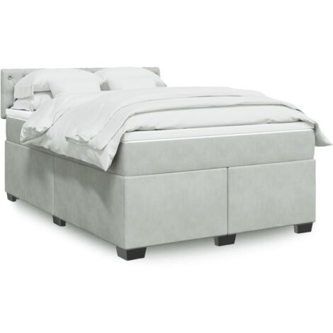 vidaXL Sommier à lattes de lit et matelas Gris clair 140x190cm Velours