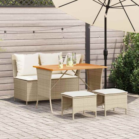 vidaXL Ensemble à manger de jardin coussins 4 pcs beige résine tressée (1/5)