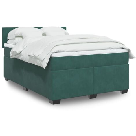 vidaXL Sommier à lattes de lit et matelas Vert foncé 140x200cm Velours
