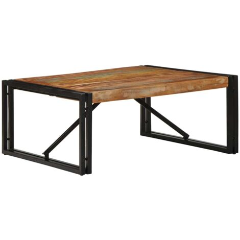 Table basse multicolore 80x80x35 cm bois de récupération massif vidaXL