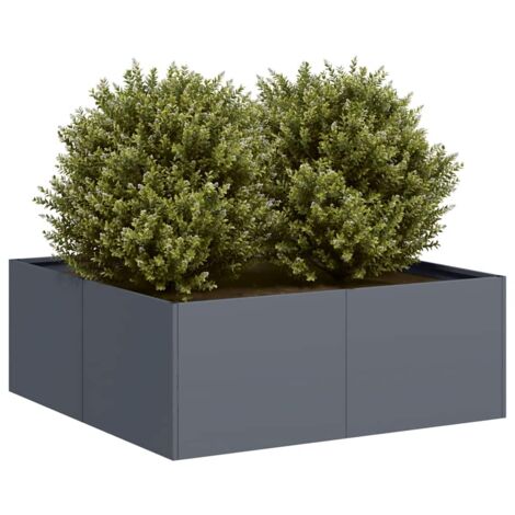 Vidaxl – Jardinière en acier laminé à froid anthracite 80x80x30 cm – Fond ouvert pour drainage efficace – Idéal pour plantes et légumes