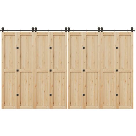 Vidaxl – Kit de quincaillerie pour porte coulissante 366 cm – Acier noir résistant à la corrosion – Roulements internes pour glissement silencieux