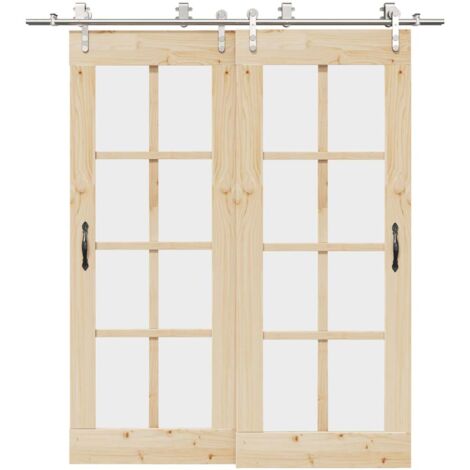 vidaXL Kit fixation porte coulissante 200 cm Acier inoxydable Argenté