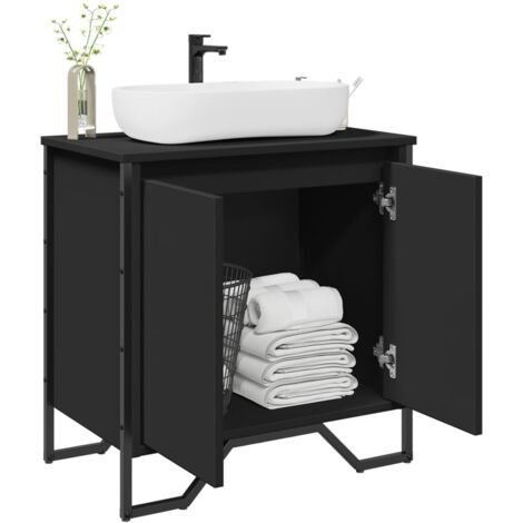 Vidaxl – Meuble sous vasque simple noir 60x35x60 cm – Bois d'ingénierie résistant à l'humidité – Grand espace de rangement – Design peu encombrant